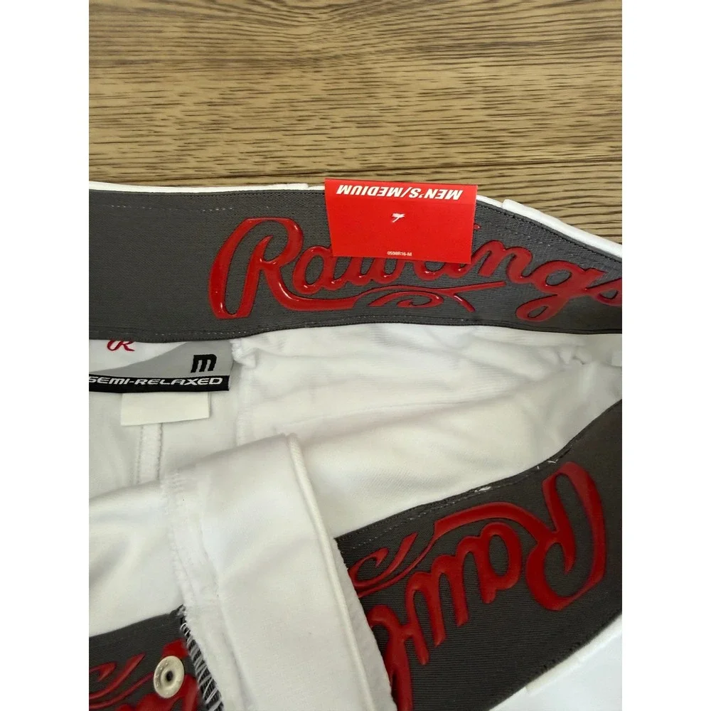 Rawlings Pro-Dri Mens Baseball Pants White Semi-Relaxed Fit LNCHSR Medium NWT